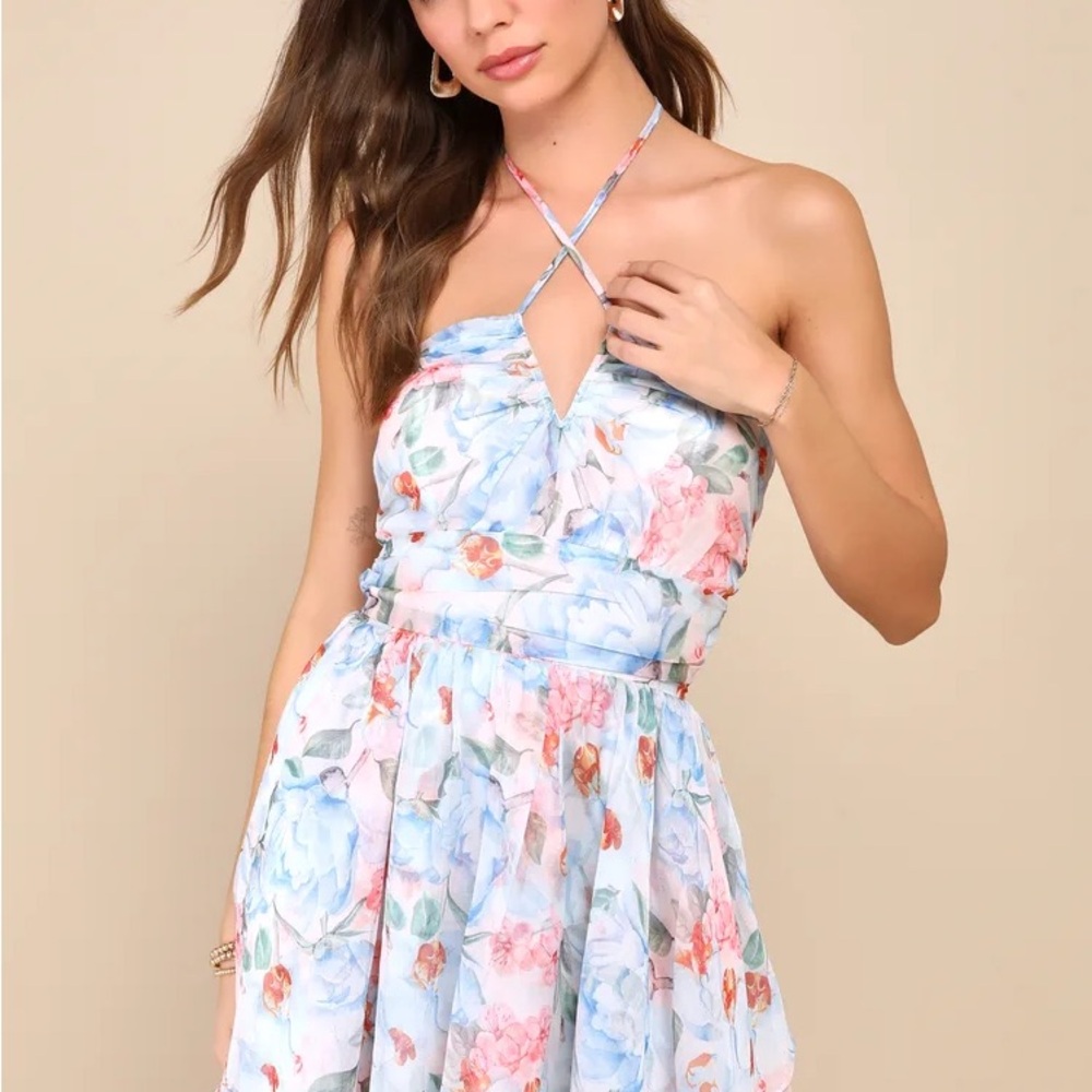 Lulu's Multicolor Floral Strapless Dress